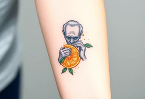 Grandfather peeling an orange tattoo idea
