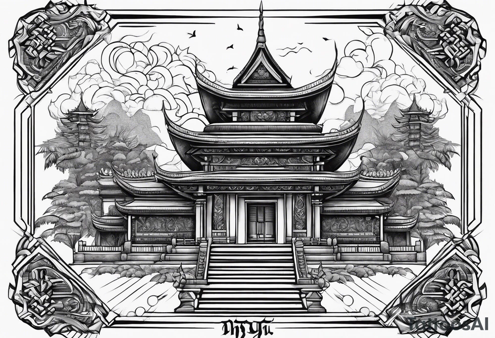 back tattoo 
muay thai temple tattoo idea