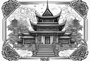 back tattoo 
muay thai temple tattoo idea