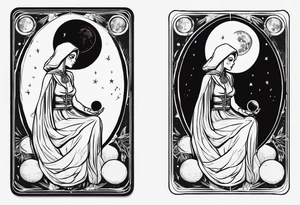 High priestess as a skeleton with moon tarot card tattoo idea