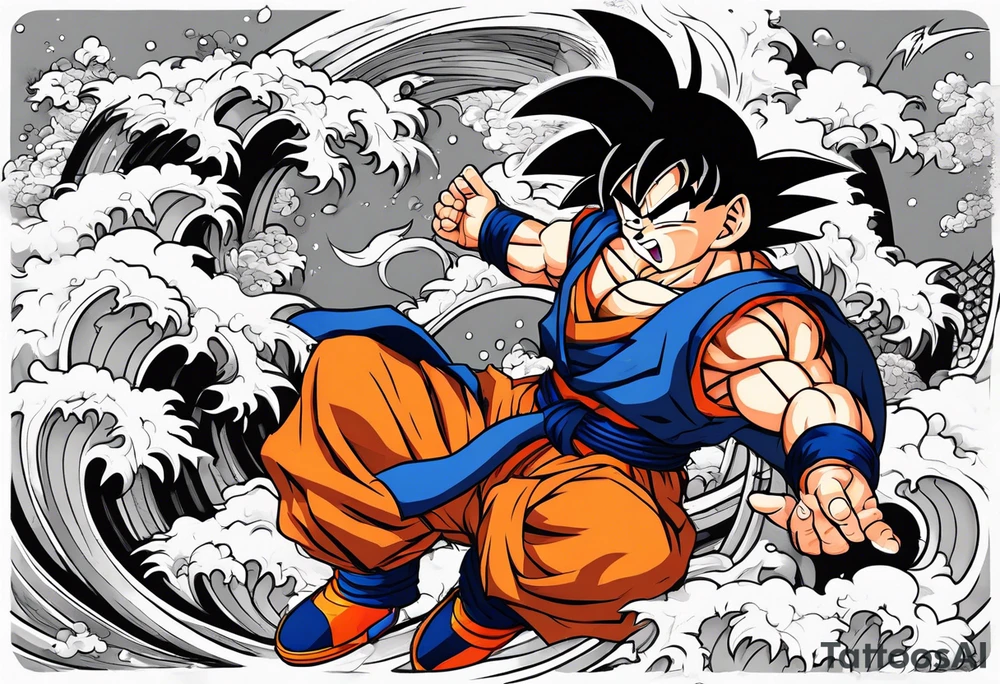 son goku as a boy chilling tattoo idea