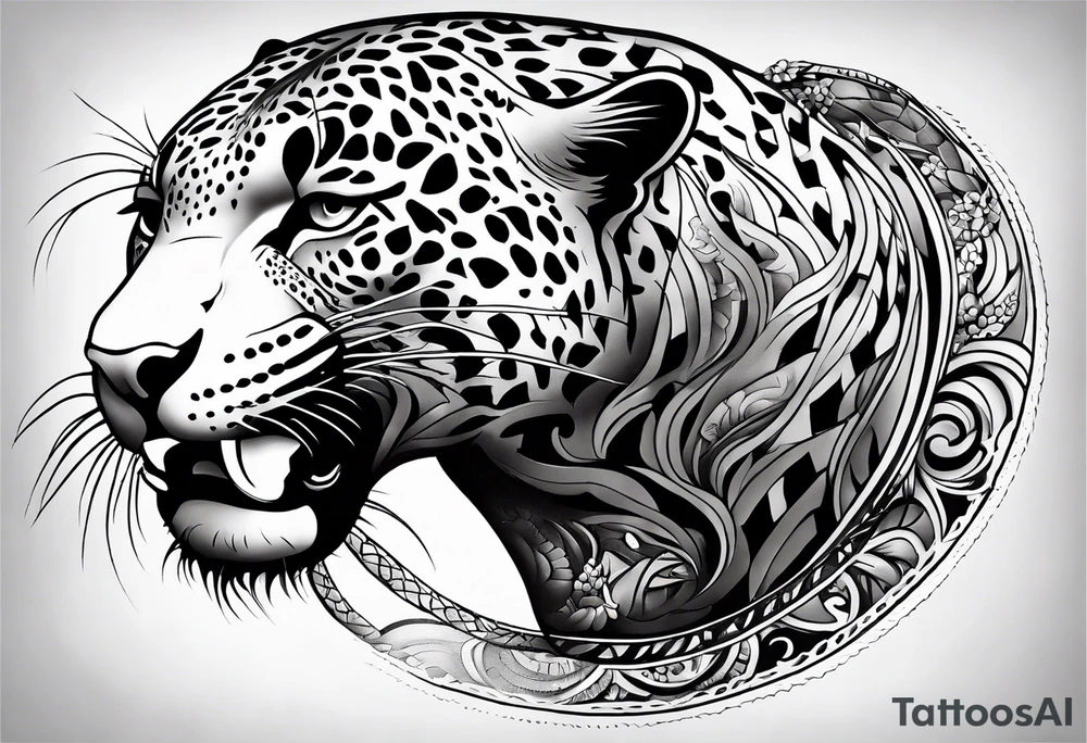 Jaguar tattoo running, top view tattoo idea