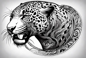 Jaguar tattoo running, top view tattoo idea