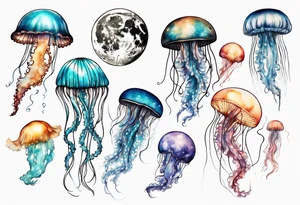 jellyfish going into the moon tattoo idea