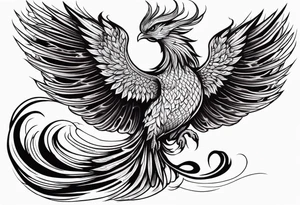 Powerful phoenix rising from the ashes of hell being its past of sin and addiction, being reborn. tattoo idea