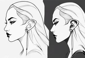 pointed ears elf profile no face bald tattoo idea