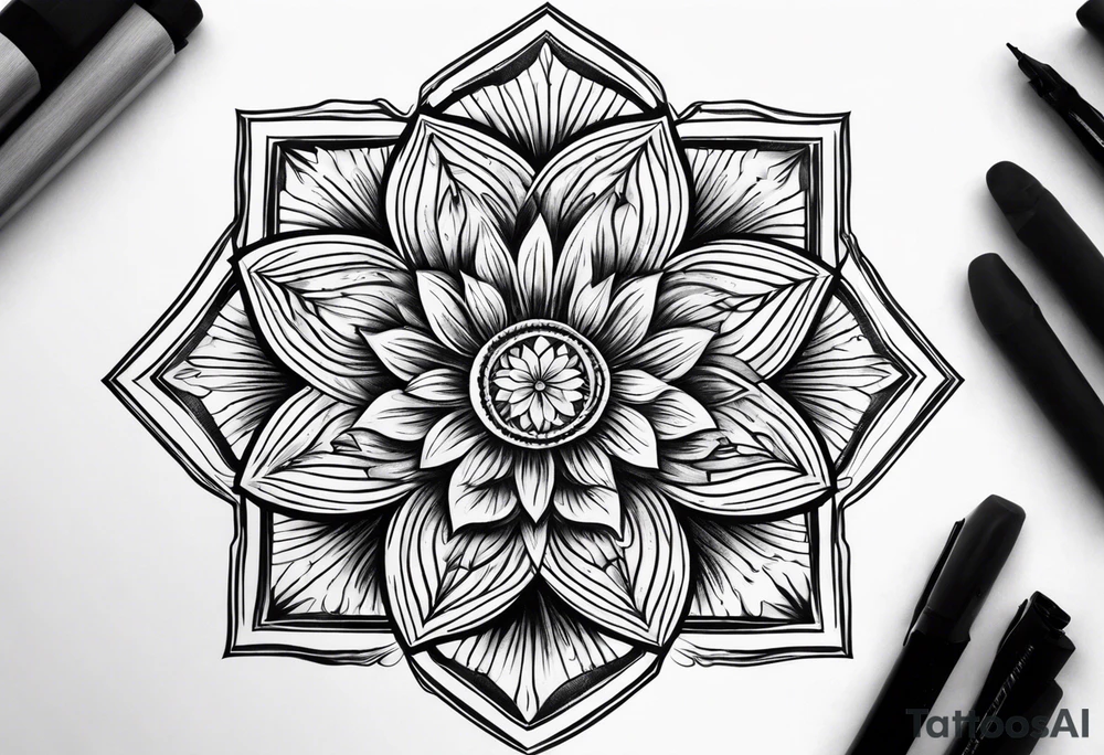 sun flower diamond fire infinity tattoo idea