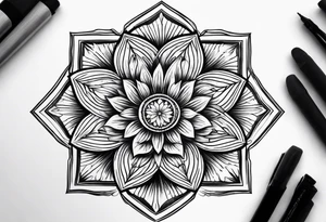 sun flower diamond fire infinity tattoo idea