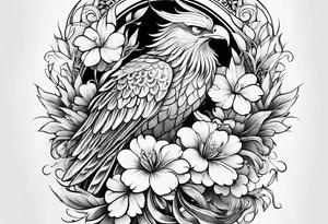Half sleeve on under arm, with phoenix and flowers tattoo idea