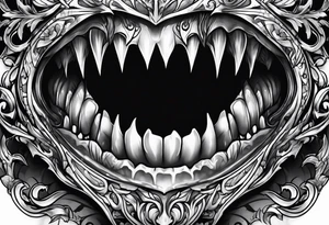Bondage vampire teeth tattoo idea