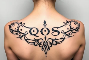 text reading "QOS" across a womb tattoo tattoo idea