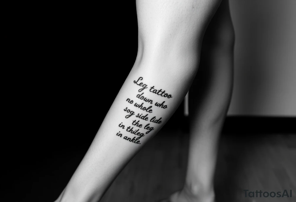 Leg tattoo down quote going down whole side of leg from thigh to ankle tattoo idea
