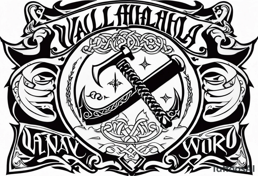 Valhalla sword viking hatchet tattoo idea