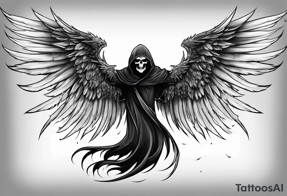 fallen reaper with wings tattoo idea