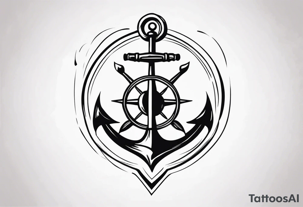 simple anchor and trident tattoo idea