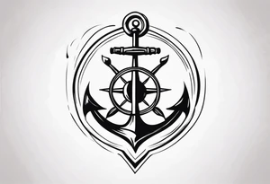 simple anchor and trident tattoo idea