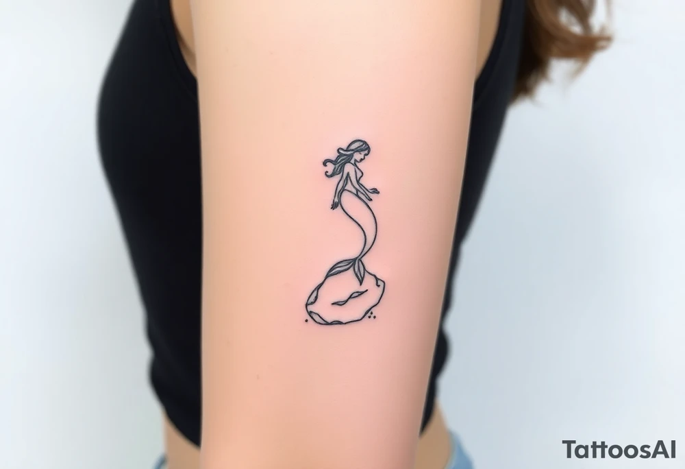 mermaid above water sitting on rock tattoo idea