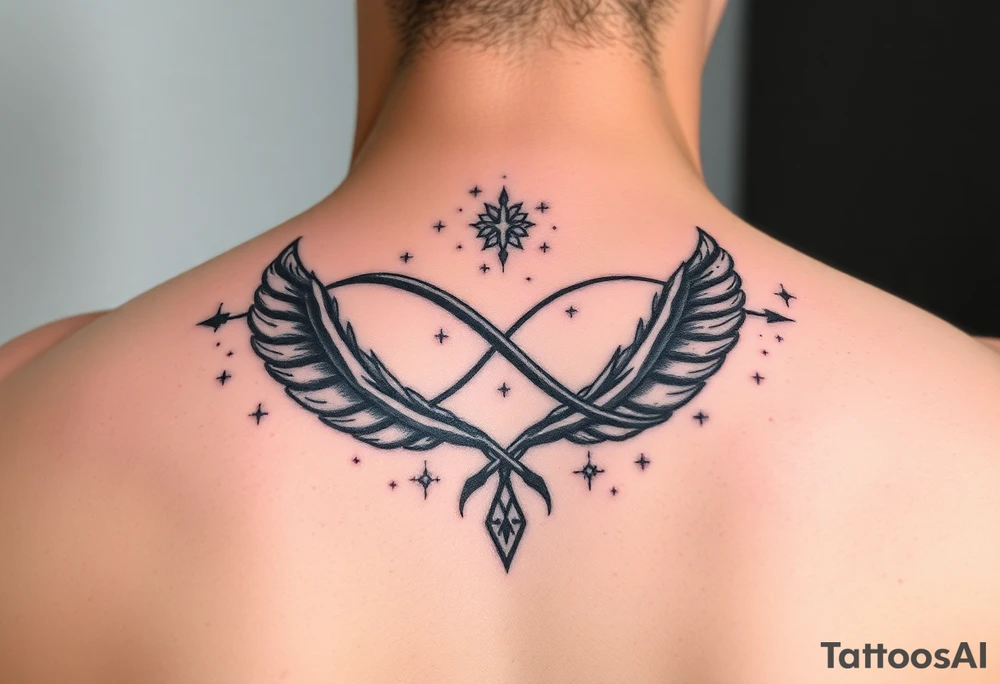 infinity symbol woven with floating feathers and stardust tattoo idea infinity symbol woven with floating feathers and stardust tattoo idea