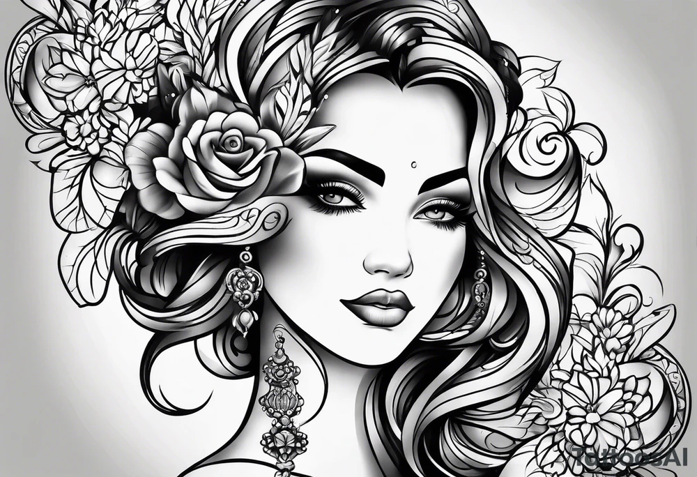 lobe black tattoo idea