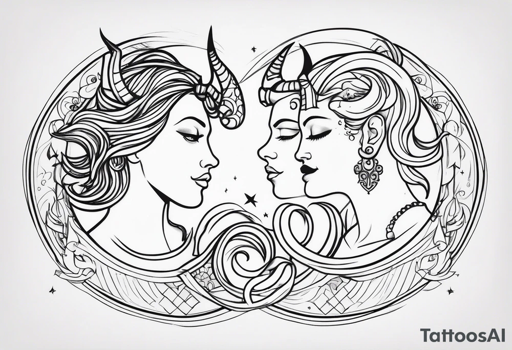 Couple's tattoos capricorn and aquarius uniting tattoo idea Couple's tattoos capricorn and aquarius uniting tattoo idea