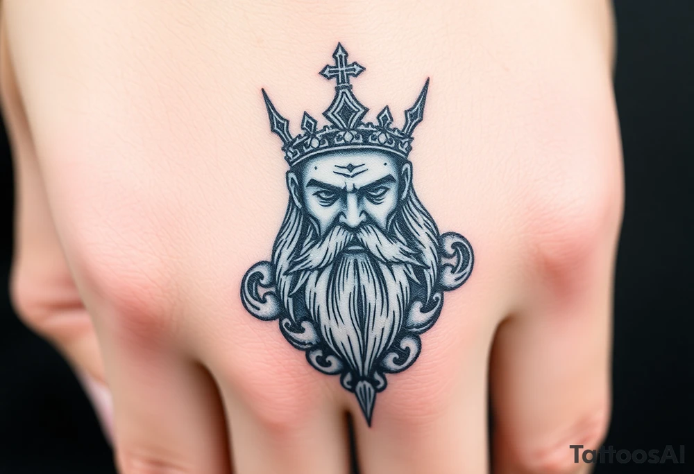 Hades Greek god with crown tattoo idea