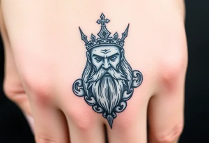 Hades Greek god with crown tattoo idea
