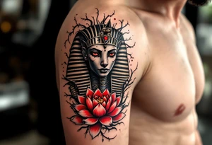 egyptian animal and lotus (make red and black) tattoo idea