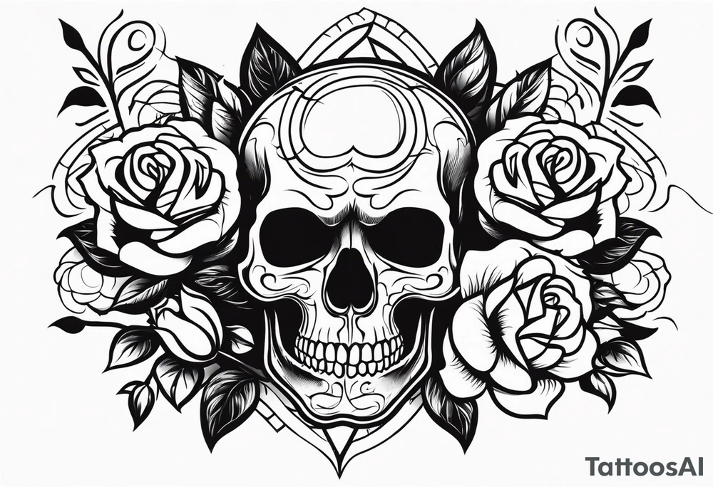 skull and roses tattoo idea