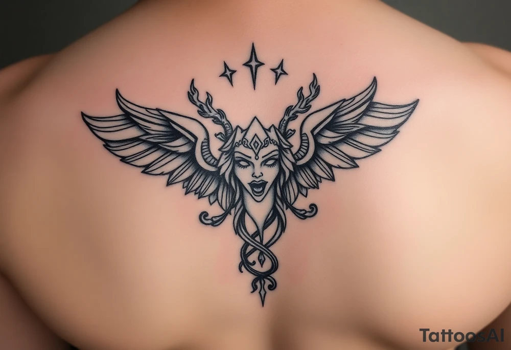 Aquarius theme mysterious screams power elegant and feminine small tattoo idea