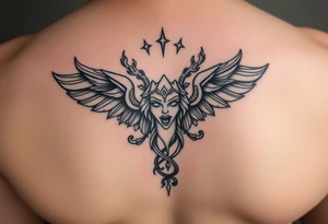 Aquarius theme mysterious screams power elegant and feminine small tattoo idea