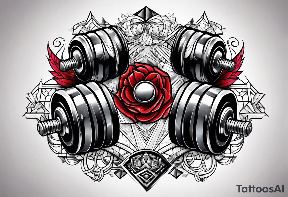 Dumbbell and strength mindset tattoo idea