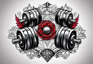 Dumbbell and strength mindset tattoo idea