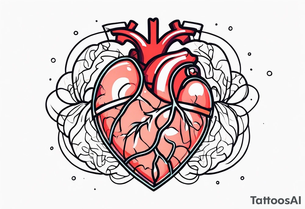 human heart to brain connection tattoo idea