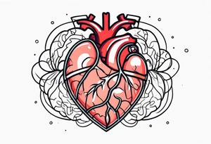 human heart to brain connection tattoo idea