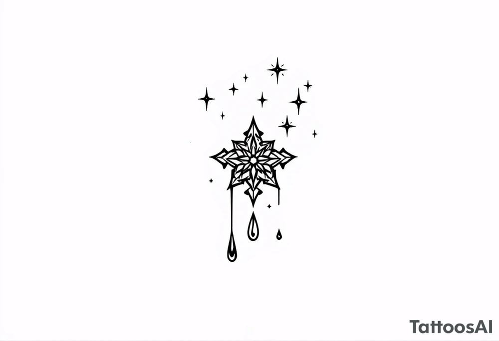 Small stars and tears background tattoo idea