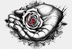 human hand with a bleeding hole through it tattoo idea