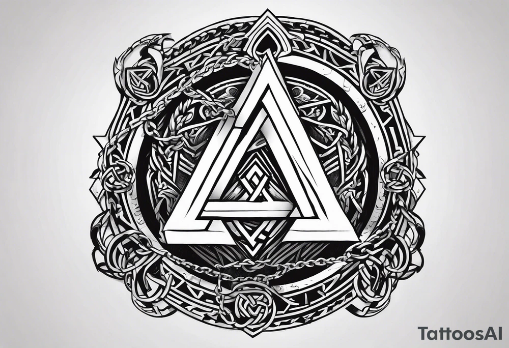 Valhalla round shield axe
Valknut barbed wire chains tattoo idea Valhalla round shield axe
Valknut barbed wire chains tattoo idea