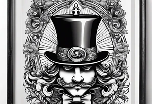 King of spades that says “we’re all mad here” with top hat tattoo idea