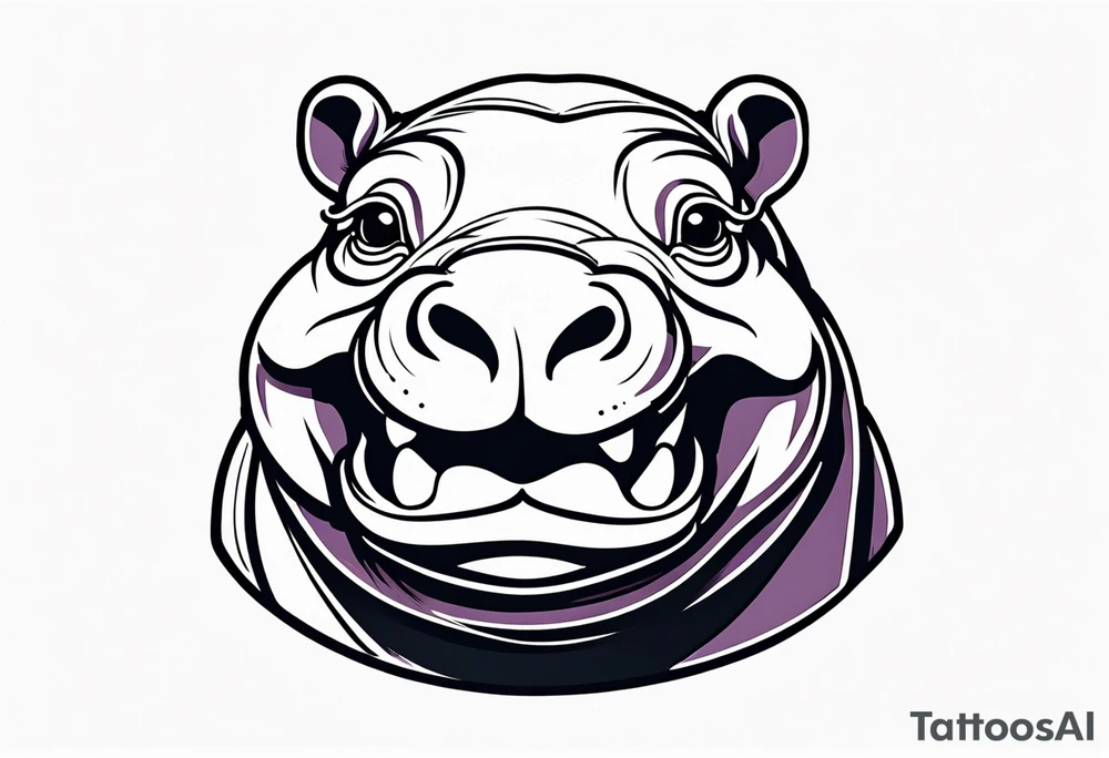 Baby hippo smiling tattoo idea