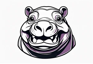 Baby hippo smiling tattoo idea
