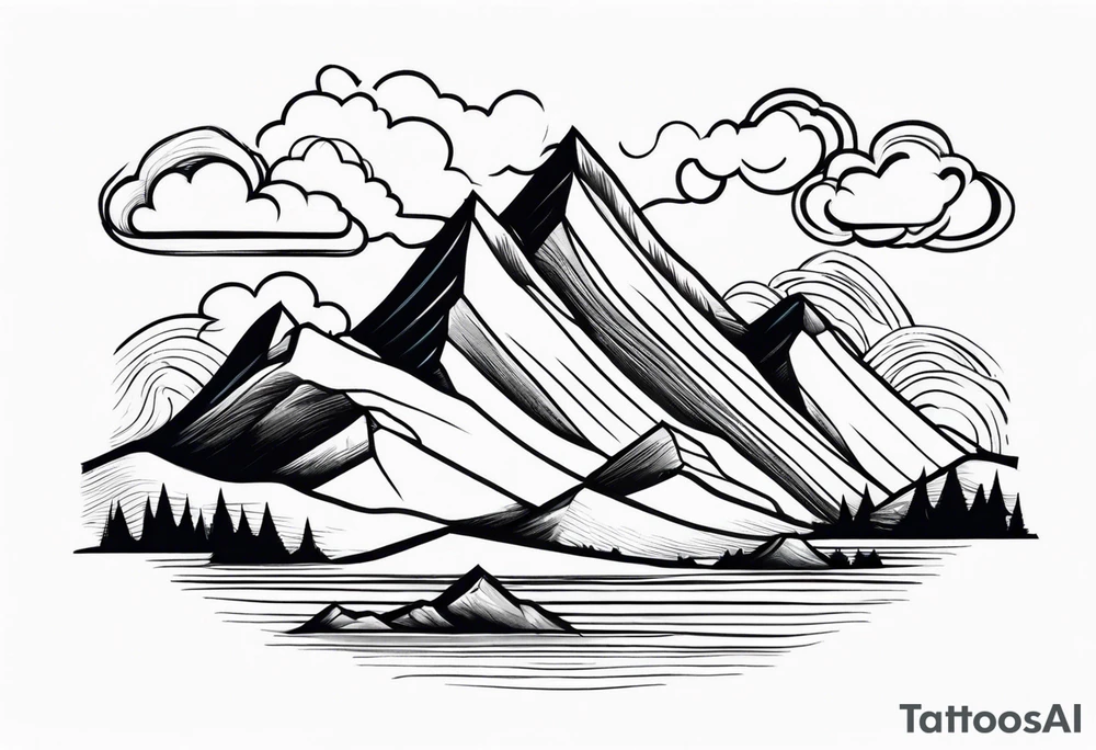 mountains with clouds tattoo idea