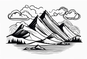mountains with clouds tattoo idea