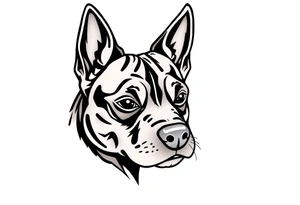 outline of a staffy dog ears tattoo idea