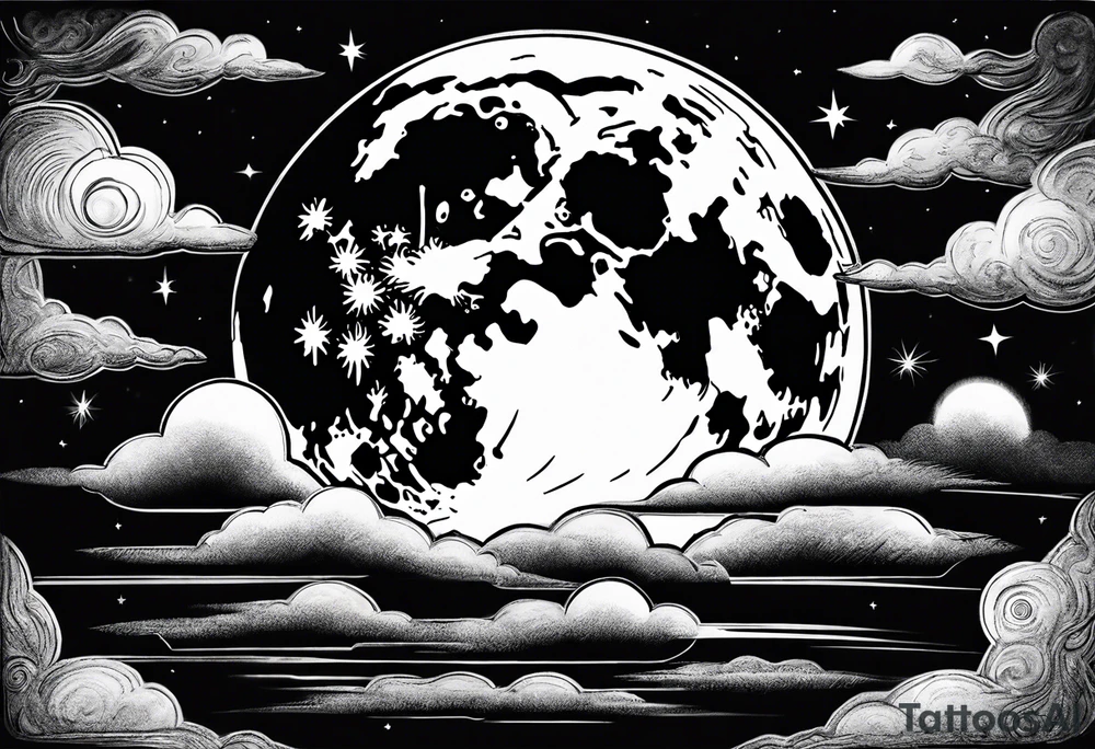 Full moon in sky tattoo idea