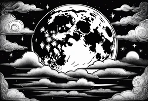 Full moon in sky tattoo idea