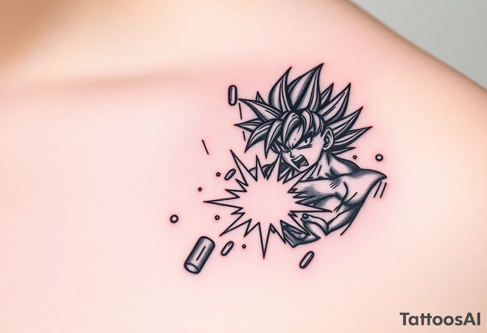 legendary dragonball z scene with energy aura and power effects tattoo idea