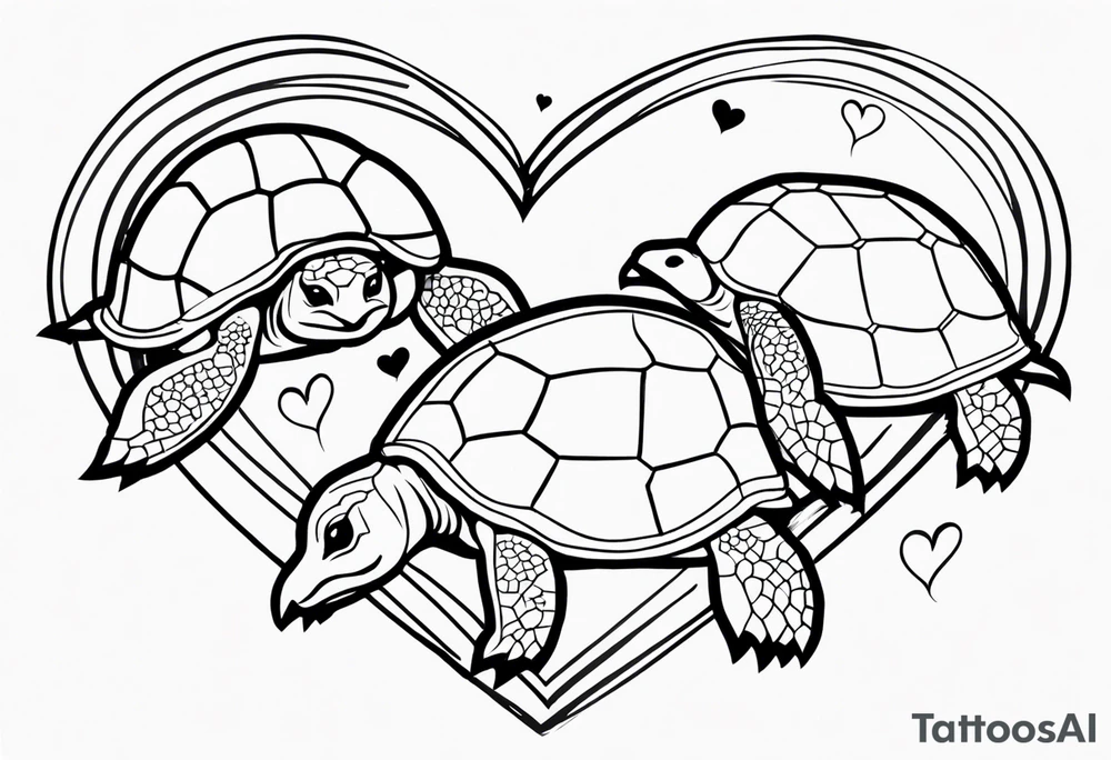 turtles and hearts tattoo idea