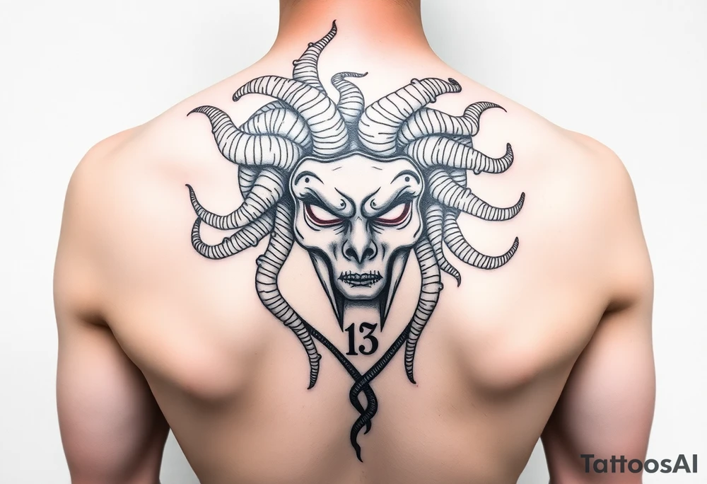 powerful medusa for women. Simple but intricate. The number 13 somewhere in the tattoo. tattoo idea