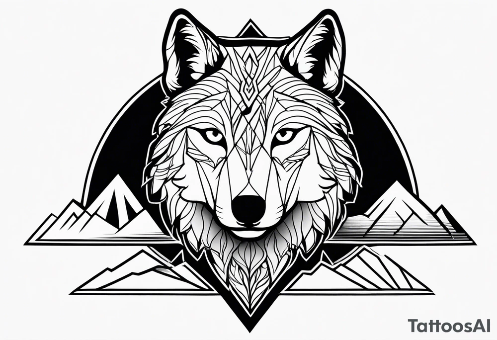 Mountains, wolf eyes underneath tattoo idea