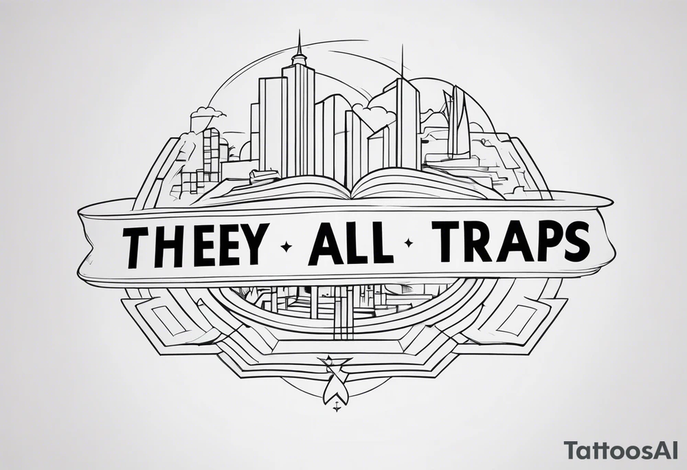A tattoo reading "they're all traps" with an italic style tattoo idea